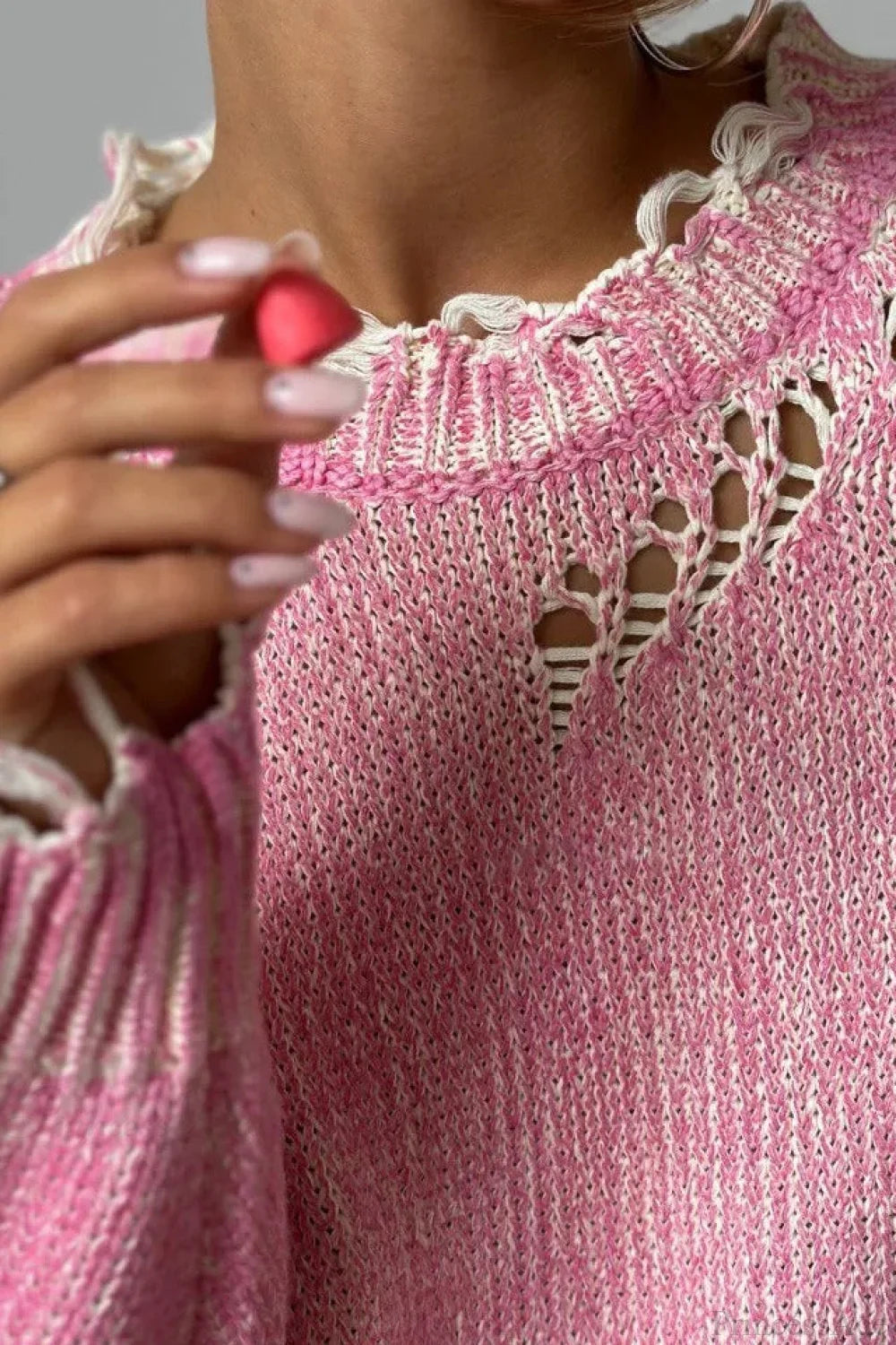 Maglione a girocollo consumato di media lunghezza