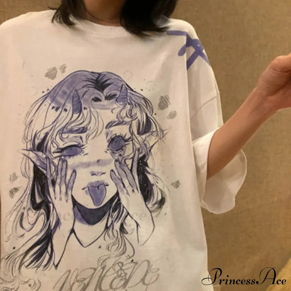 Haut blanc pour femme style dessin animé mignon