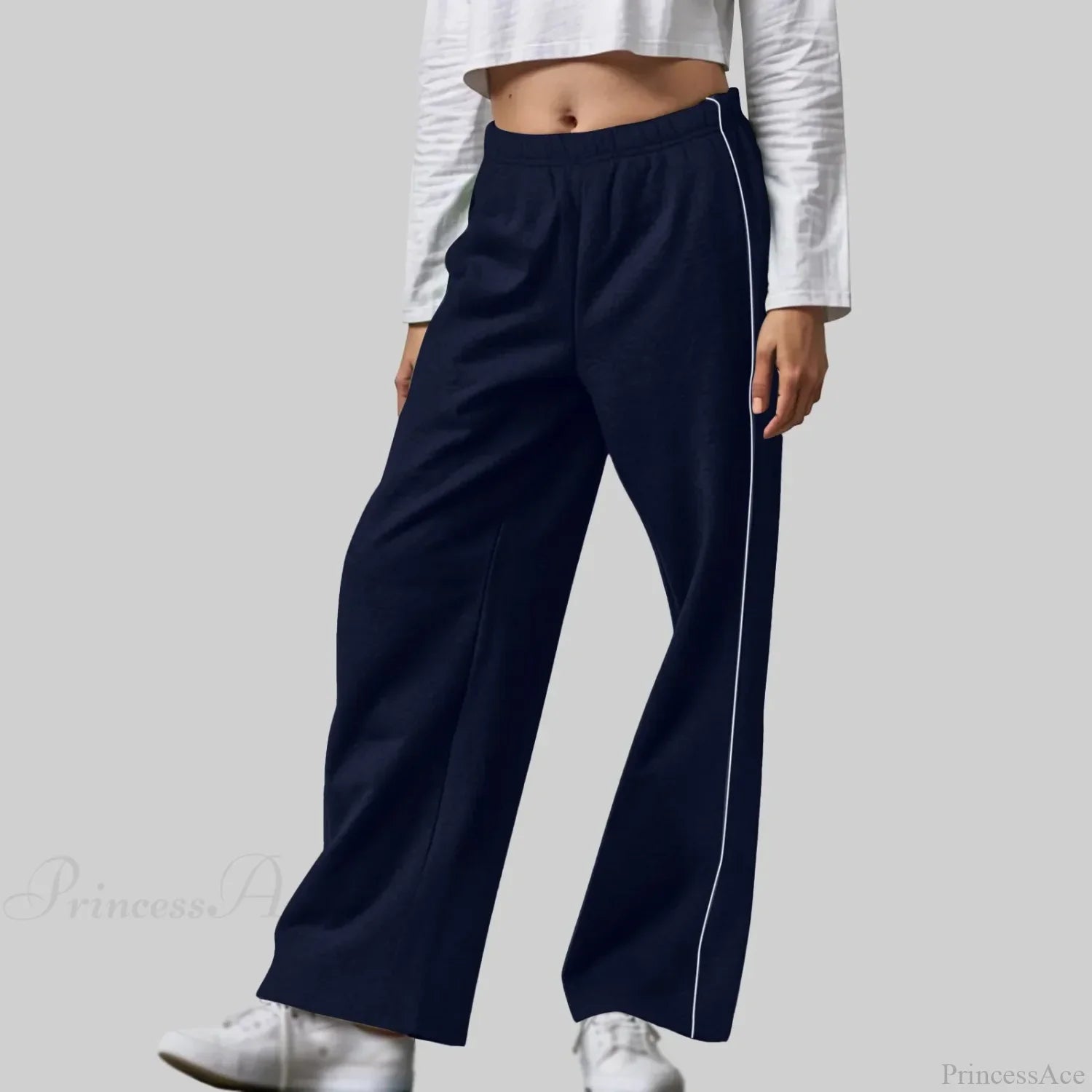 White Contrast Side Pants