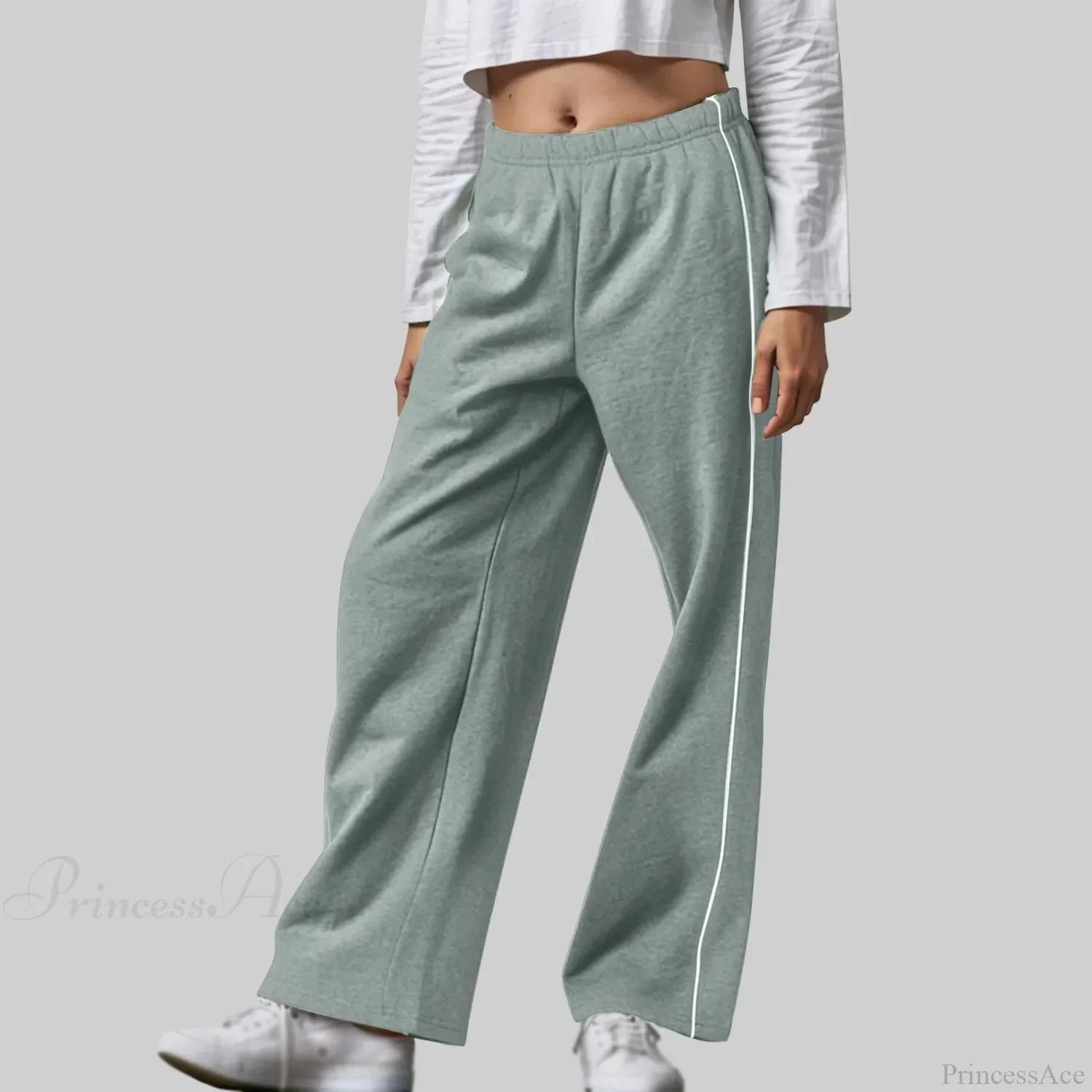 White Contrast Side Pants
