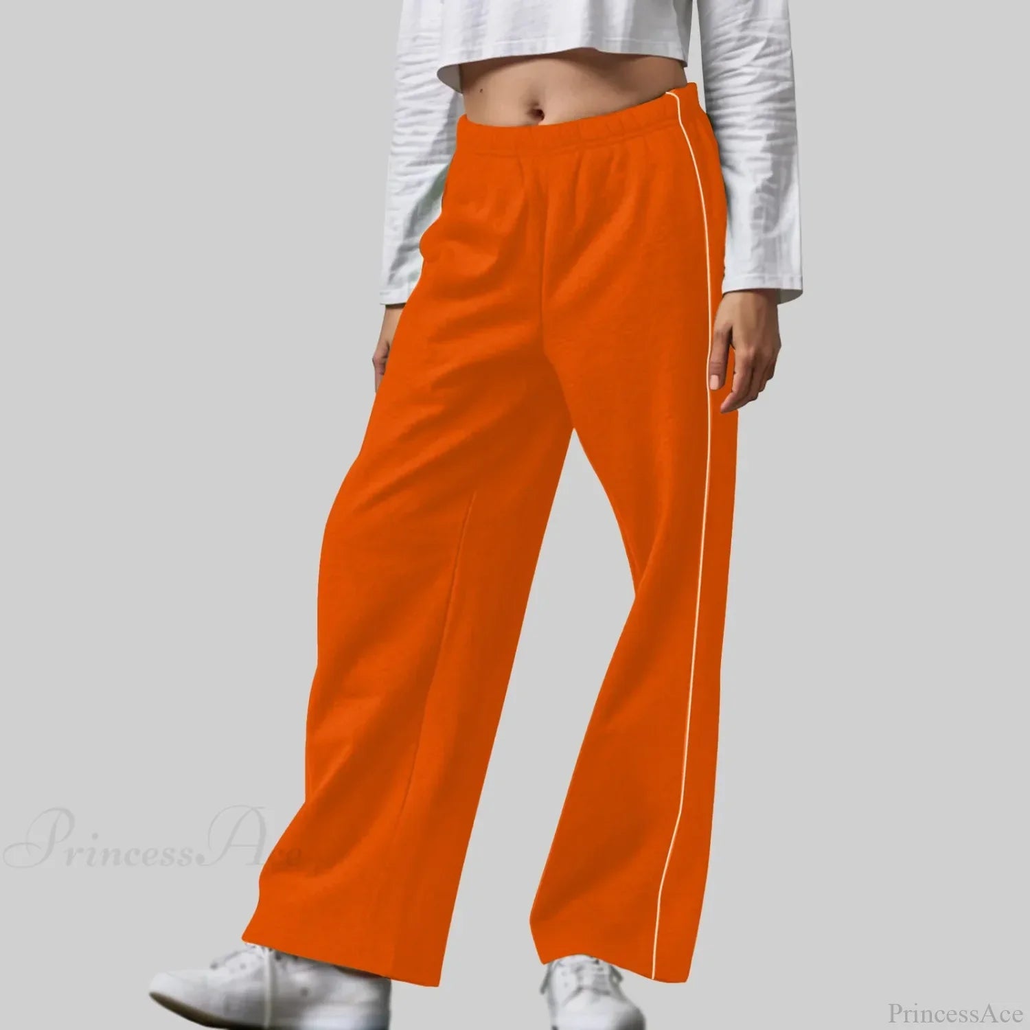White Contrast Side Pants
