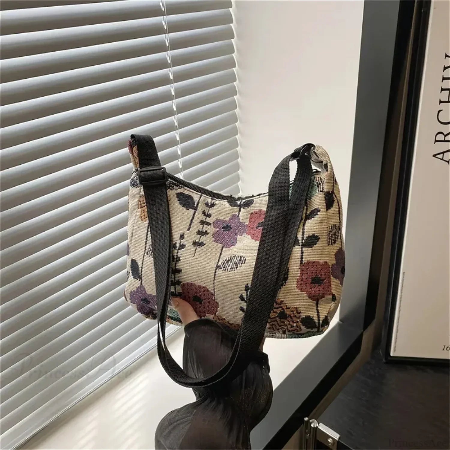 Winter Prints Crescent Cloth Crossbody