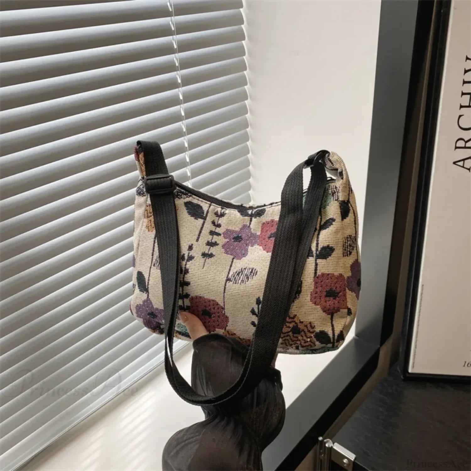 Winter Prints Crescent Cloth Crossbody