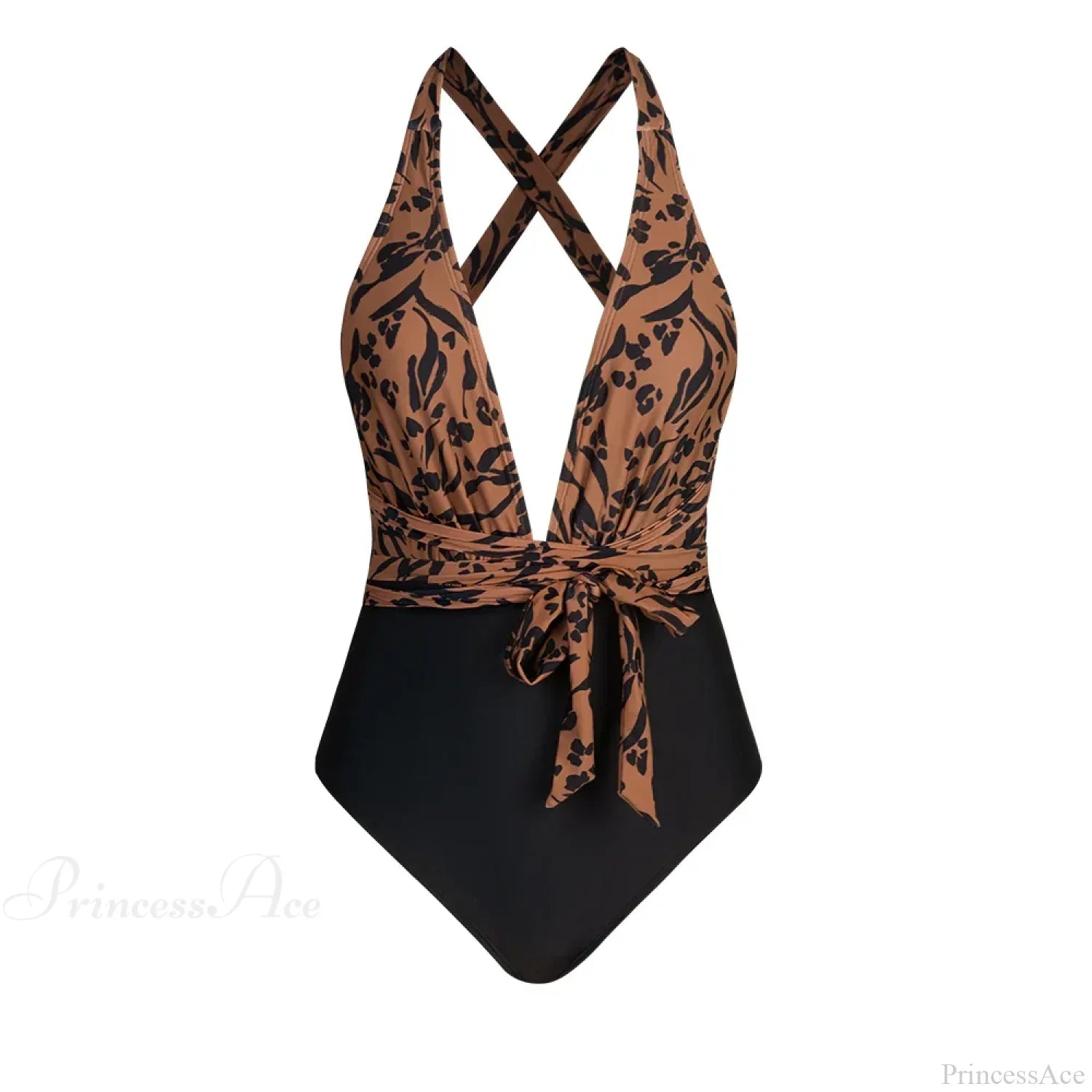 Wrap Tie Plunge Criss Cross One Piece Set