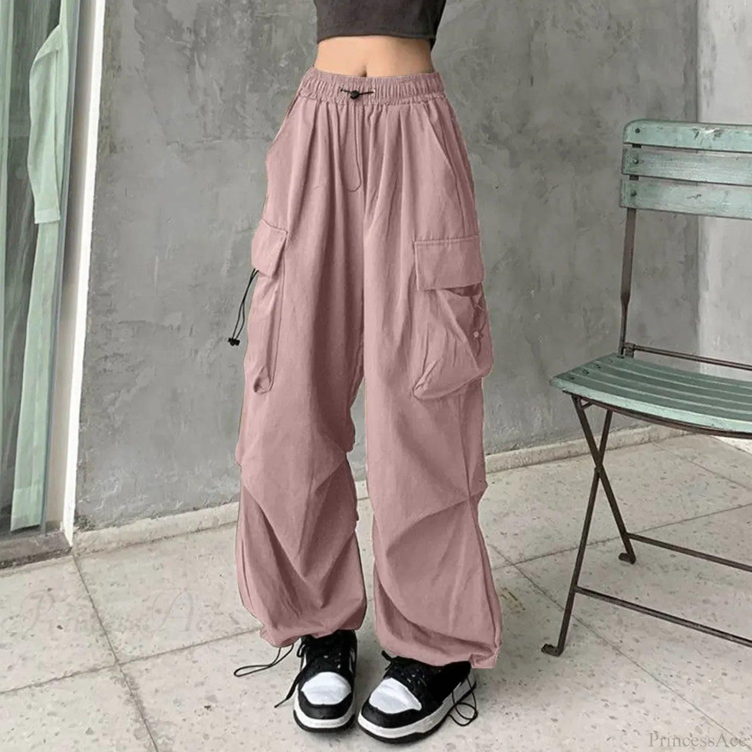 Y2K Cargo Drawstring Pleated Wide Pants