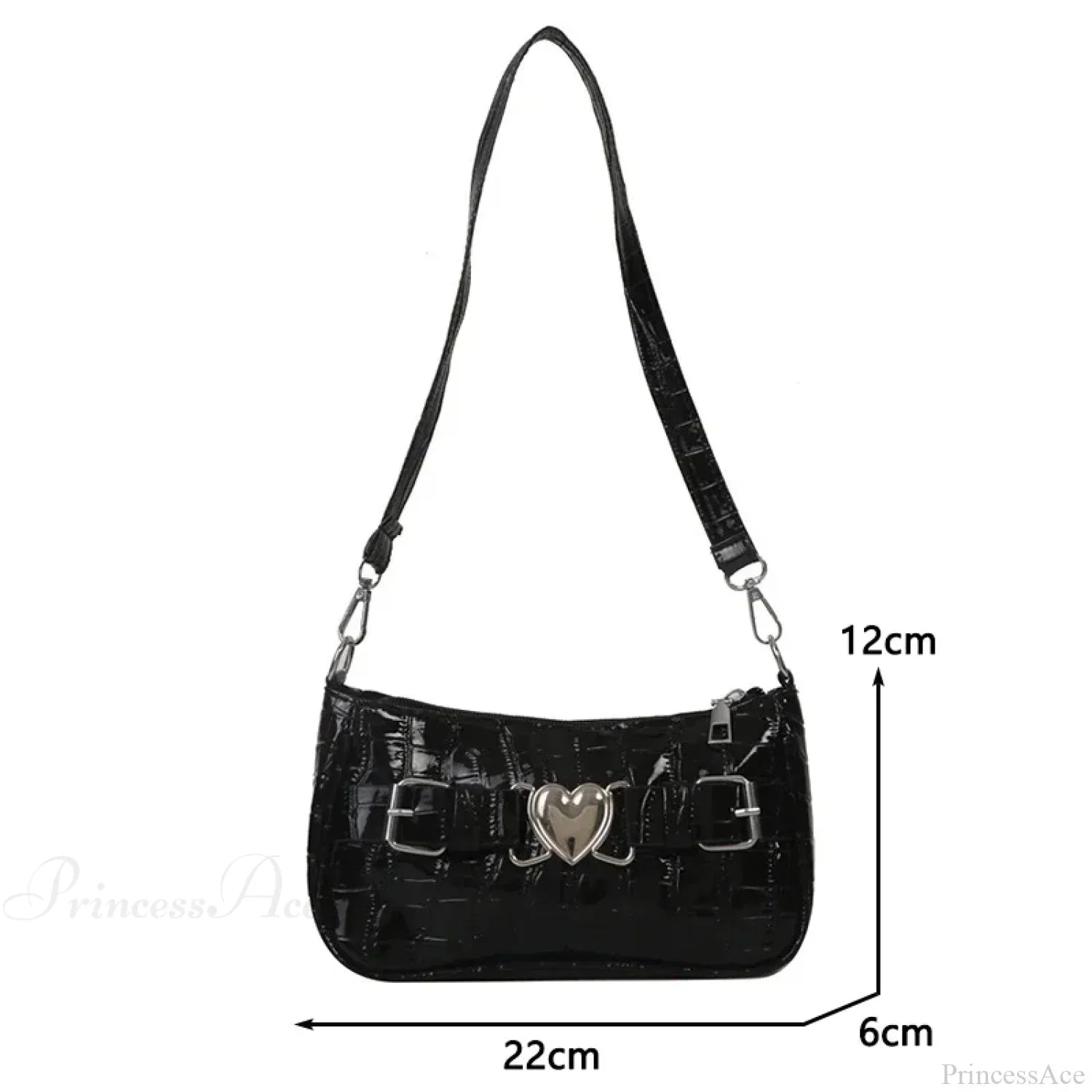 Bolsa de Ombro de Couro Coração Pêssego Y2K