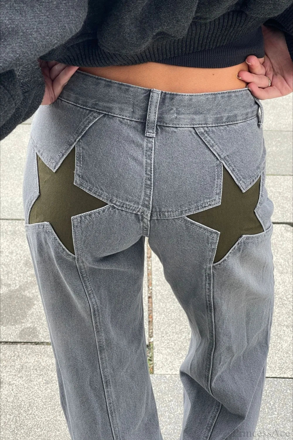 Jeans a toppa a blocchi di colore stile Anni 2000