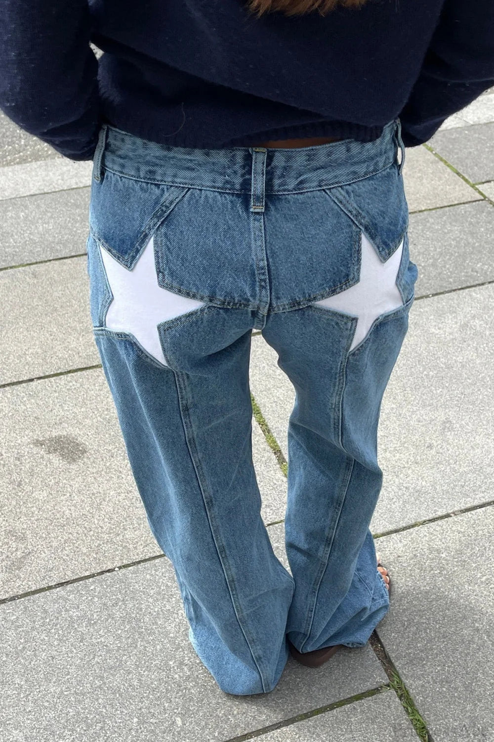 Jeans a toppa a blocchi di colore stile Anni 2000