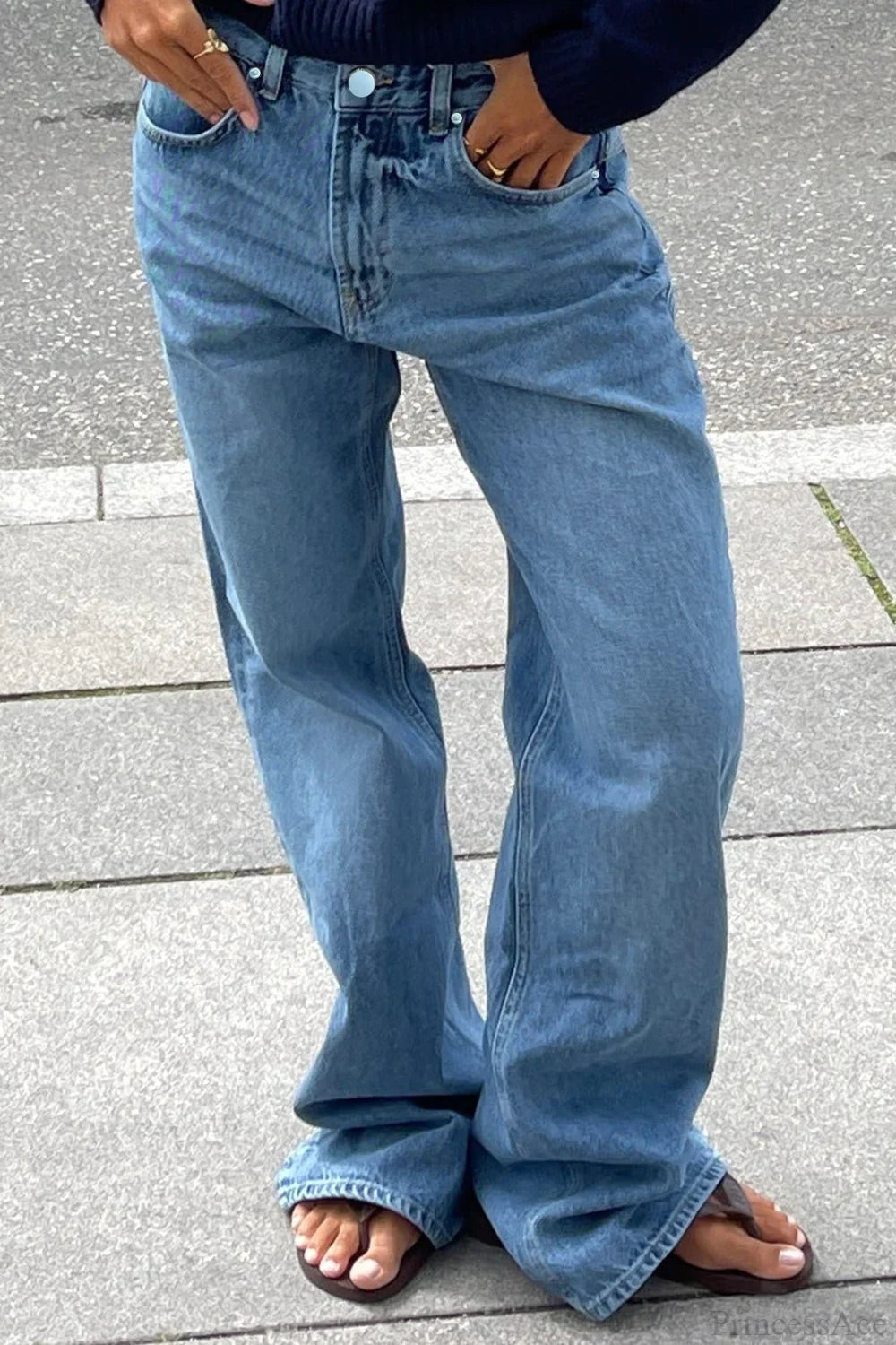 Jeans a toppa a blocchi di colore stile Anni 2000