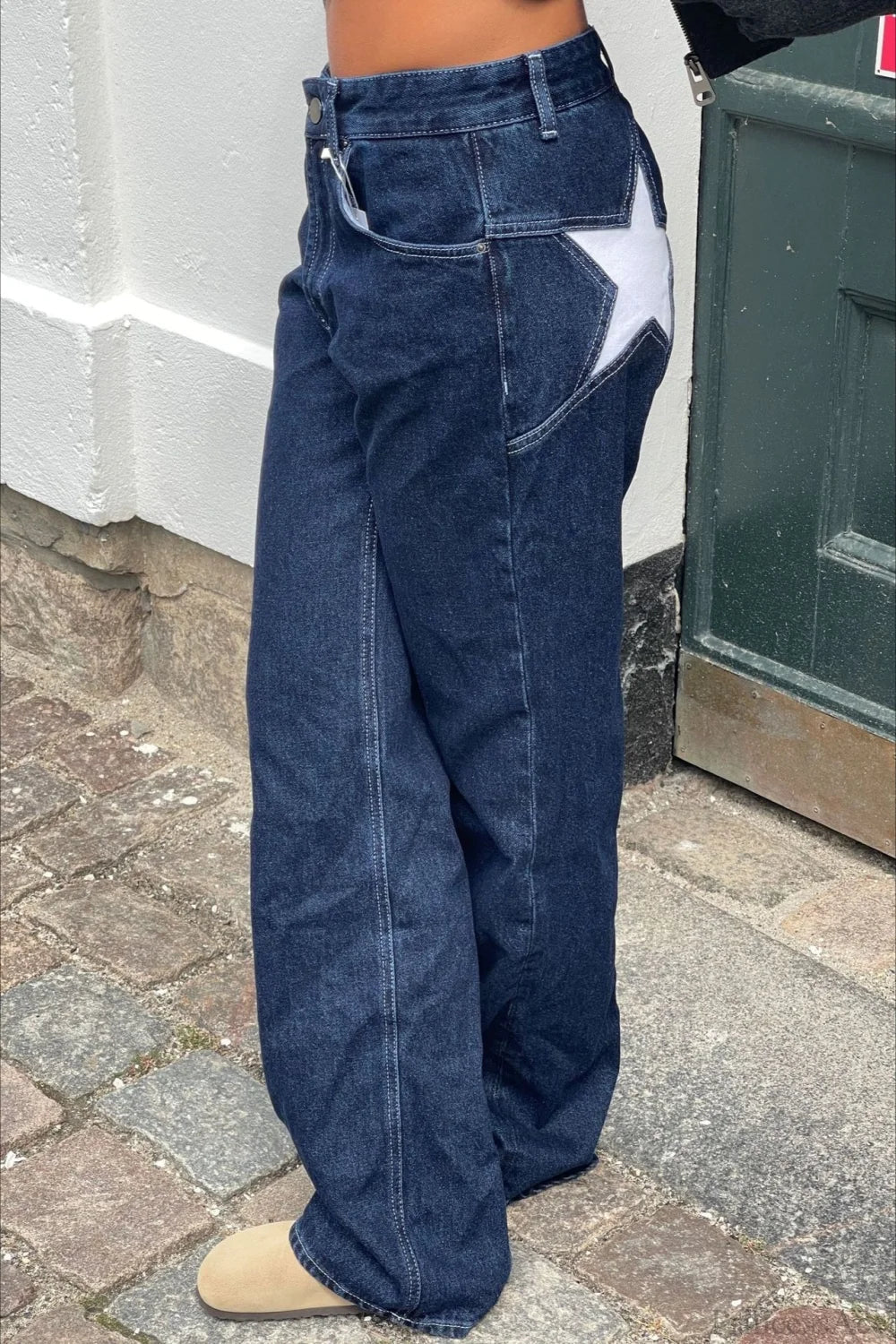 Jeans a toppa a blocchi di colore stile Anni 2000