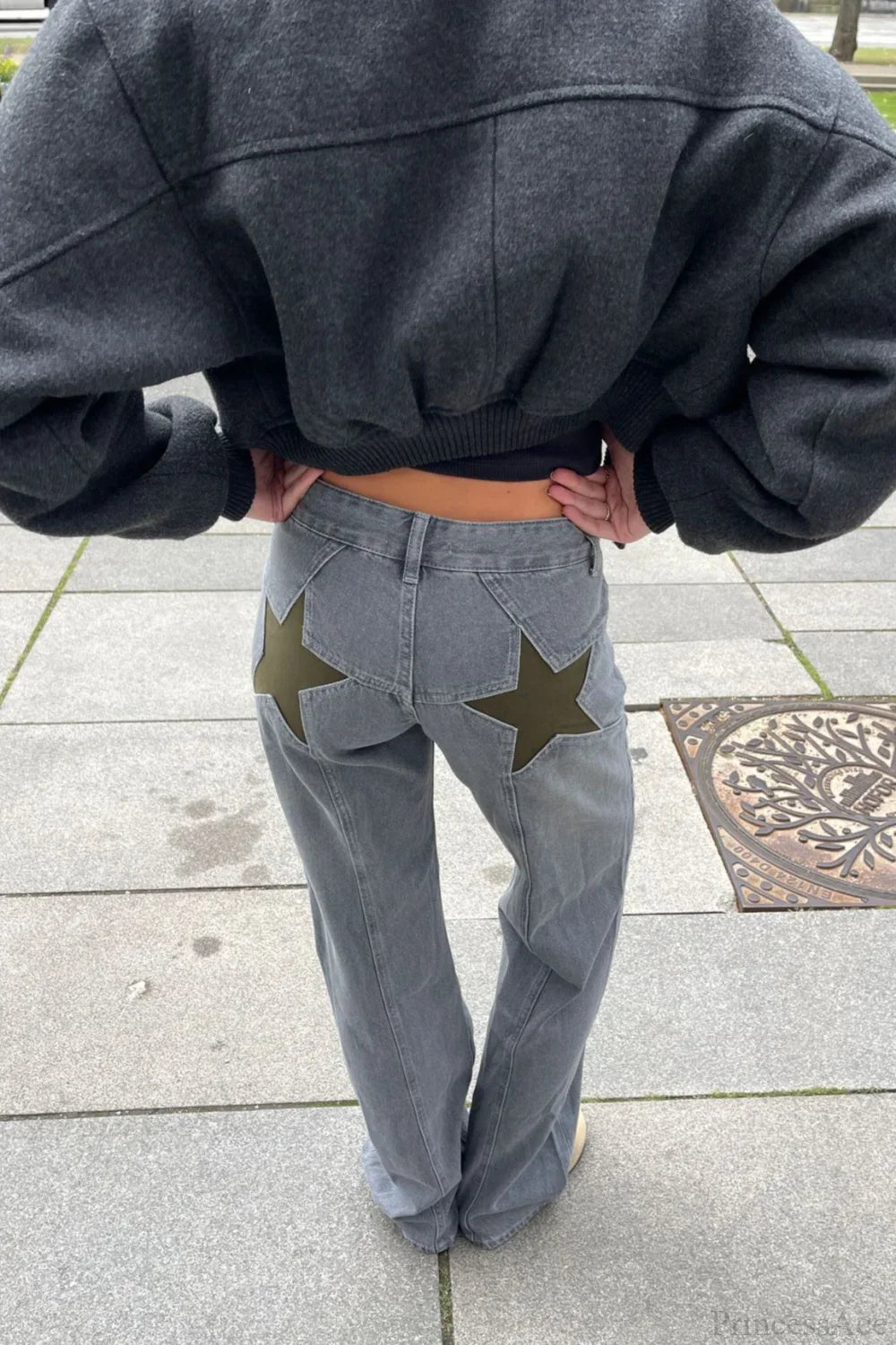 Jeans a toppa a blocchi di colore stile Anni 2000