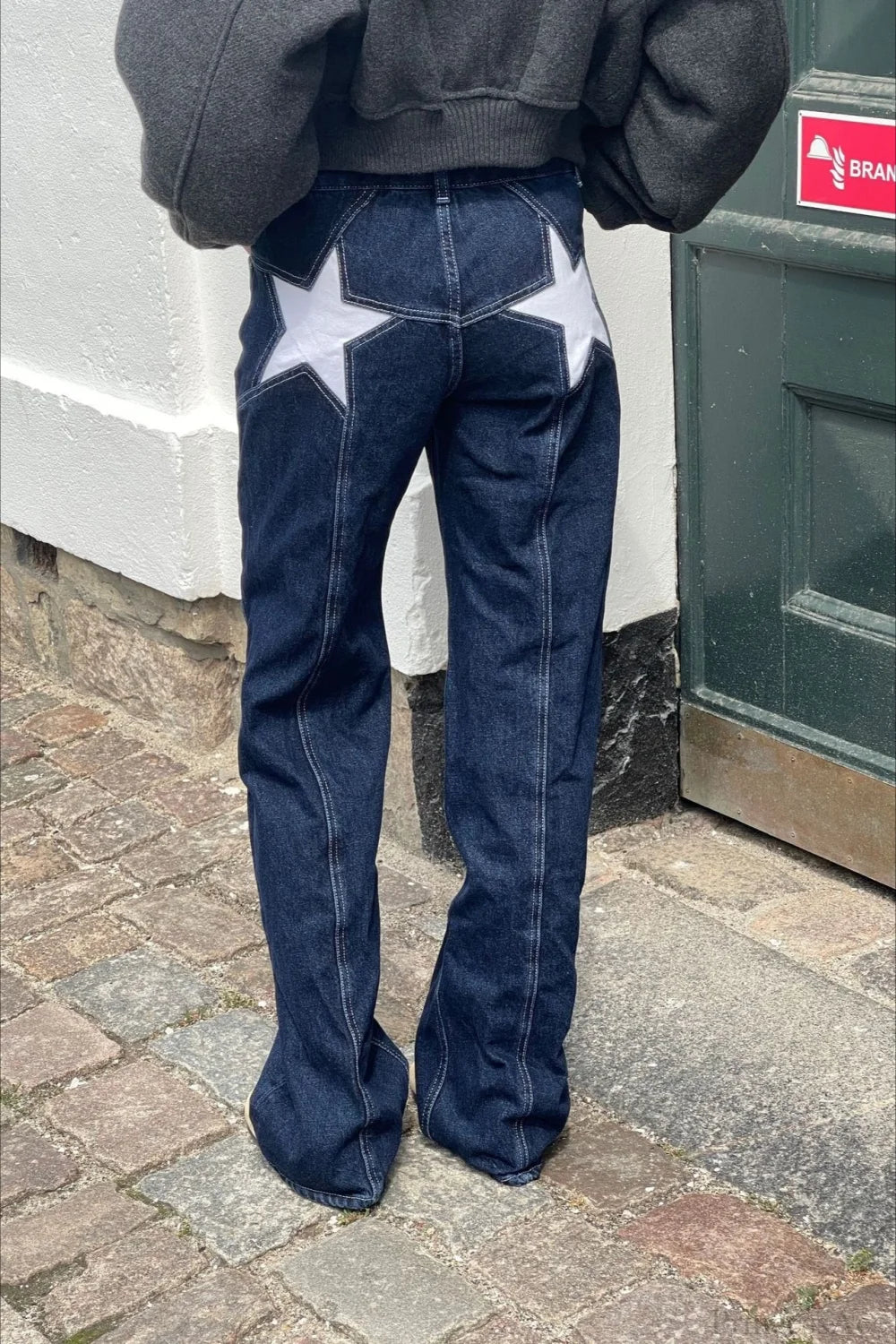 Jeans a toppa a blocchi di colore stile Anni 2000