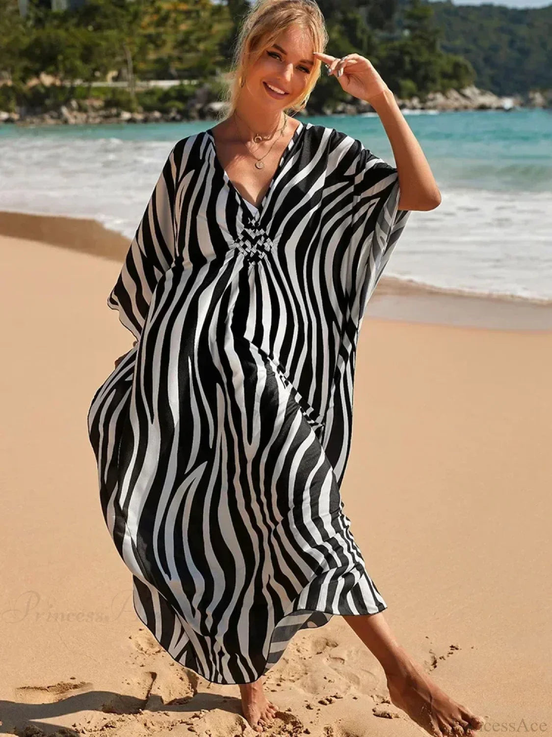 Zebra Stripes Long Dress Cover Up