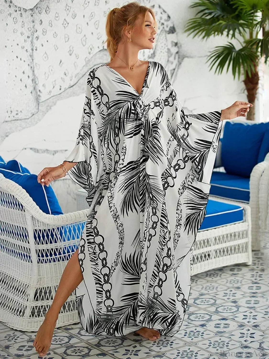 Zebra Stripes Long Dress Cover Up