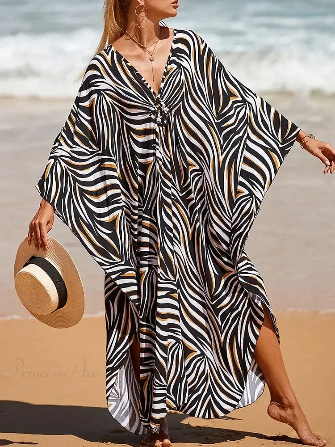Zebra Stripes Long Dress Cover Up
