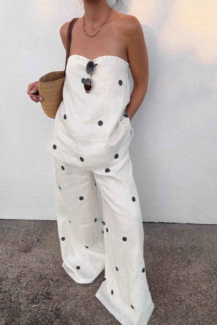 Baumwoll-Top mit Tupfenmuster Zweiteiliges Set