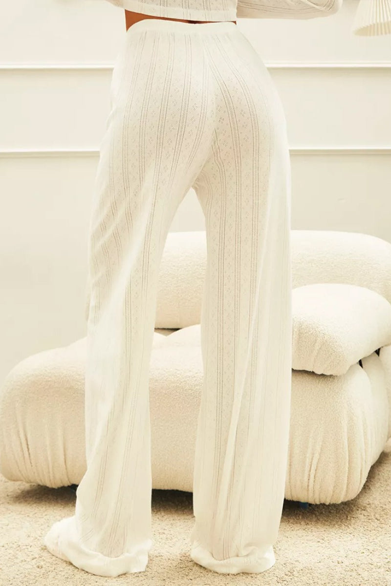 Soft Casual Cutout Jacquard Two Piece Set