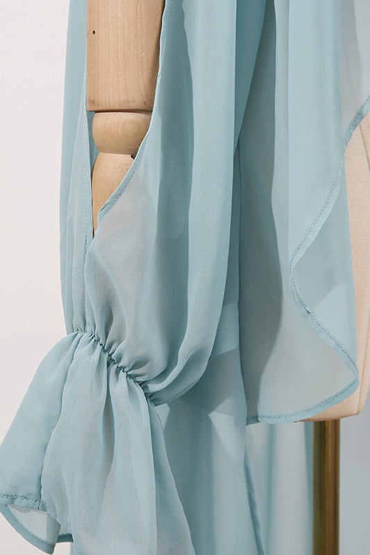 Süße unregelmäßige Stehkragen lockere einfarbige Neckholderbluse