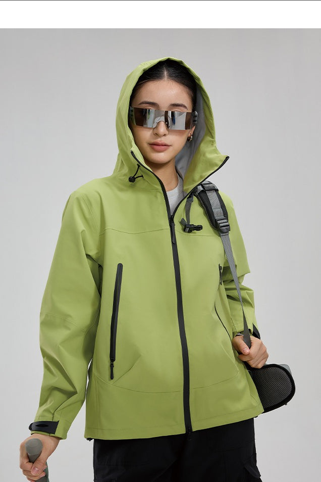 Dopamine Color Block Taped Seam Windproof Waterproof Hiking Jacket