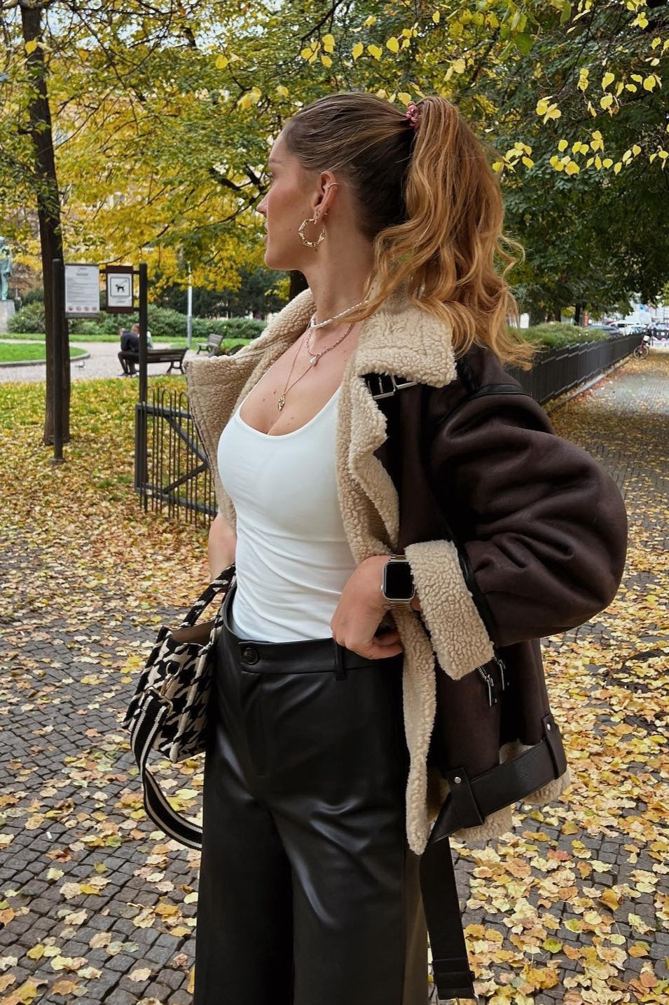 Mehrfach-Reißverschluss Kunstlammfell Langjacke