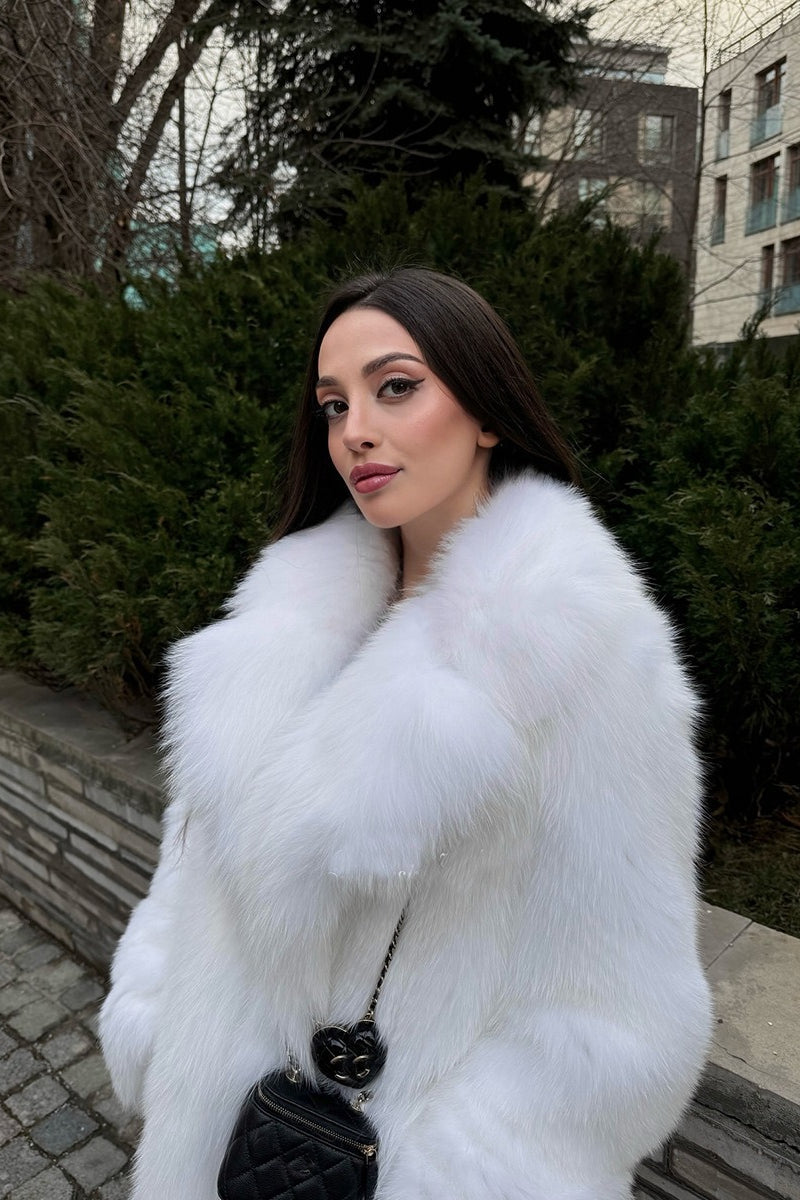 Kunstfuchsfell langer ökologischer Pelzmantel