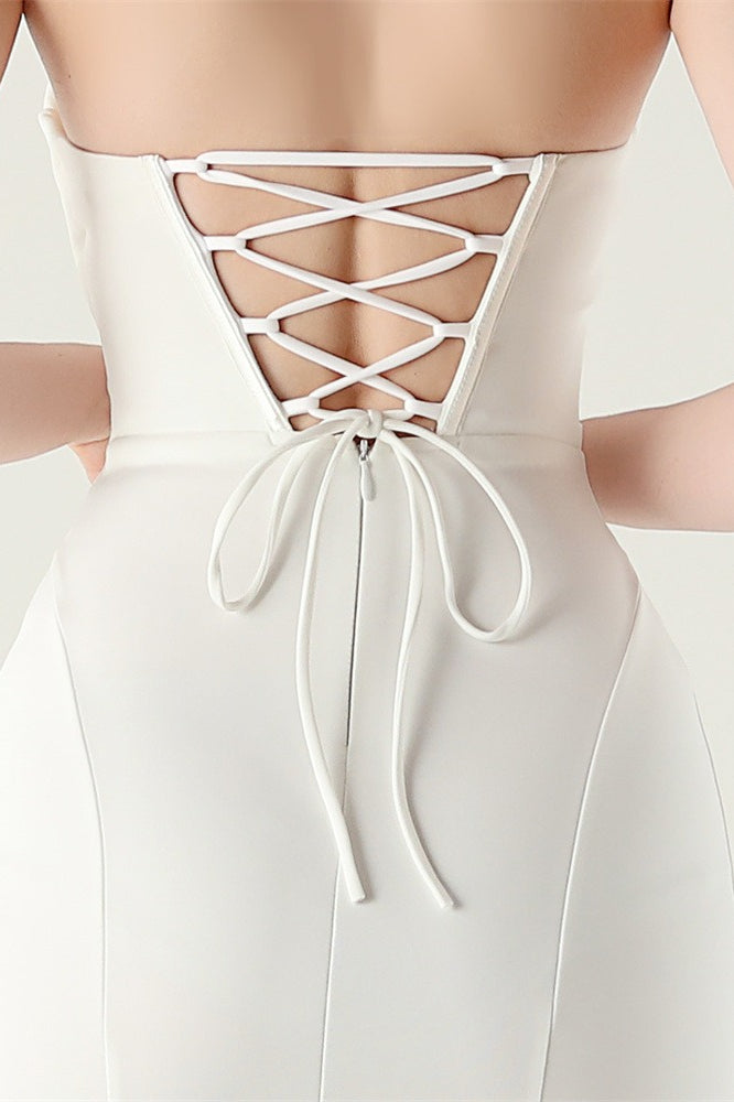 Vestido de fiesta plisado con escote corazón sin tirantes