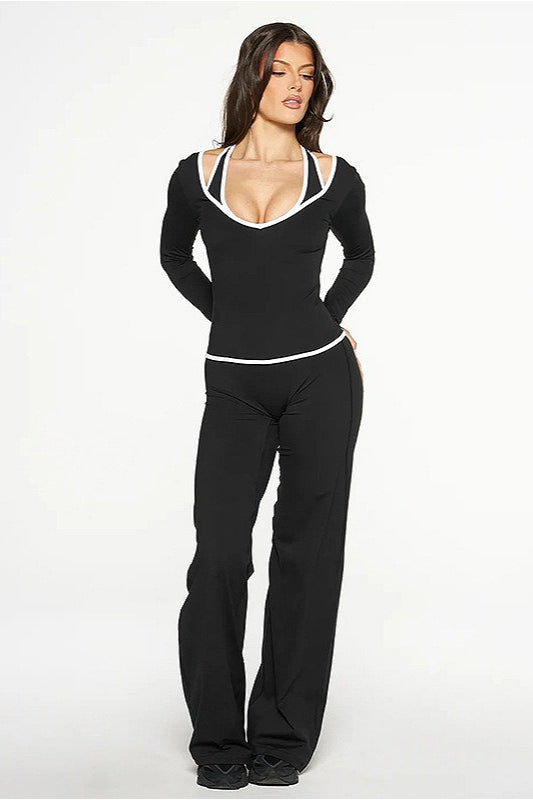 Farbblock Freizeit Schlank Dreiteiliges Set