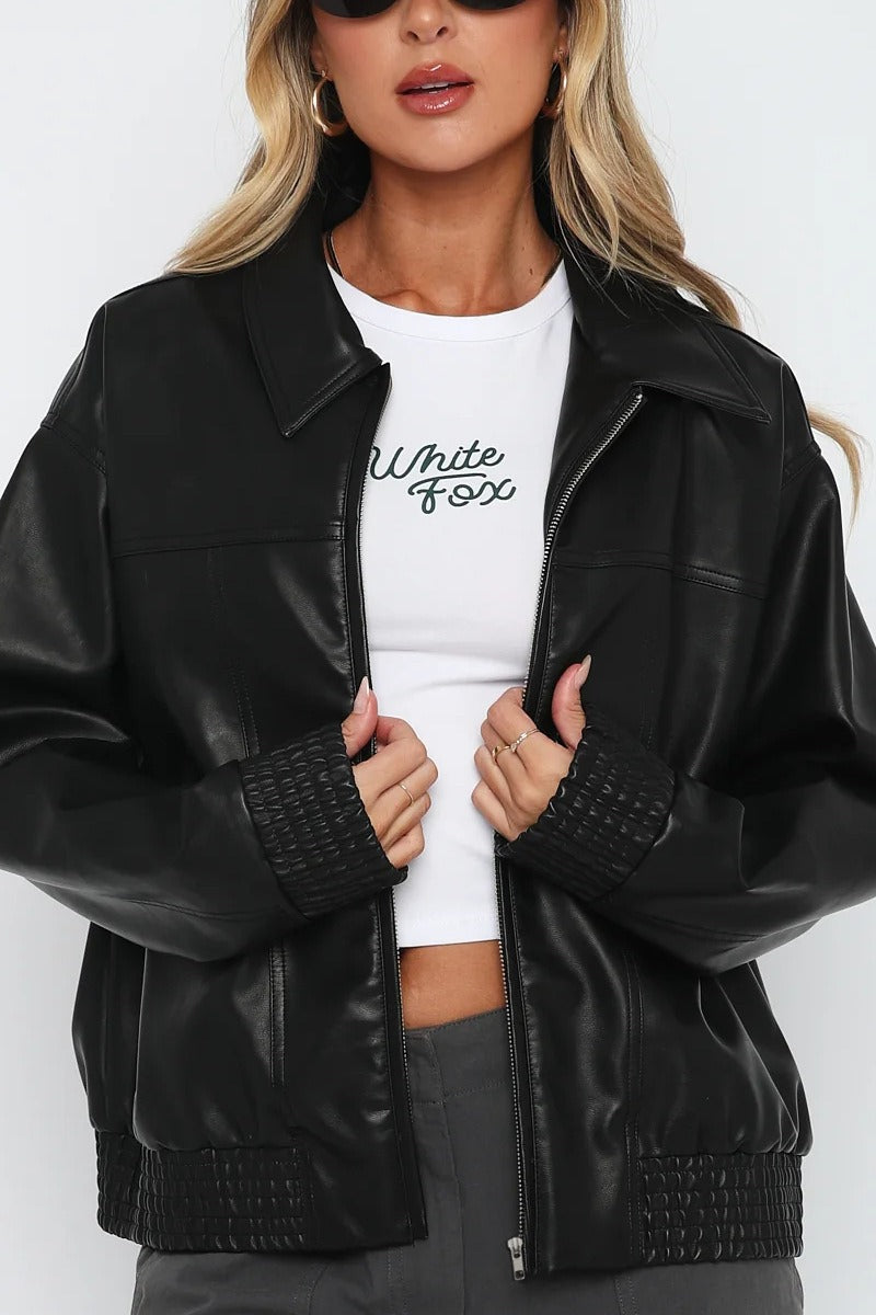 PU Leather Baseball Jacket