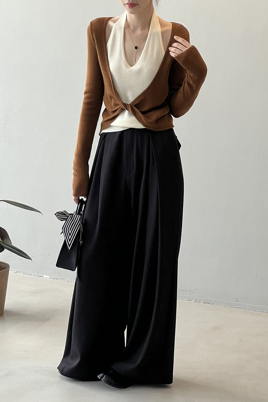 Dlouhé tričko s vrstveným patchworkovým halterem a dlouhým rukávem