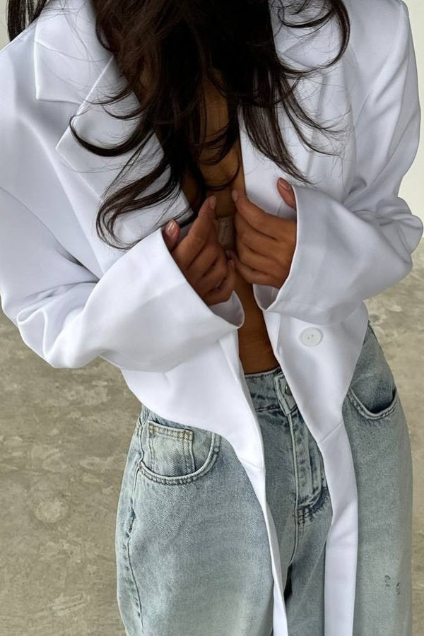 Blazer de color sólido con cuello atado