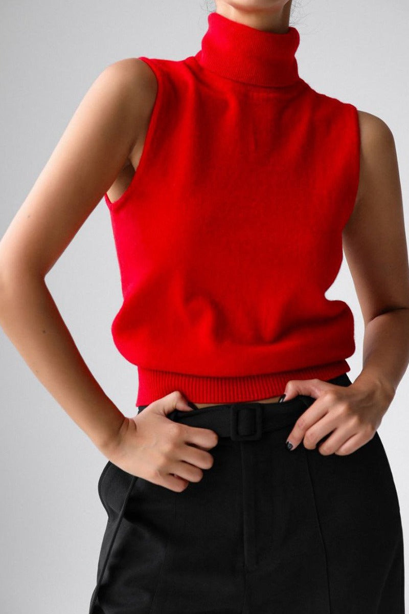 Schlankes Rollkragen-Strickoberteil