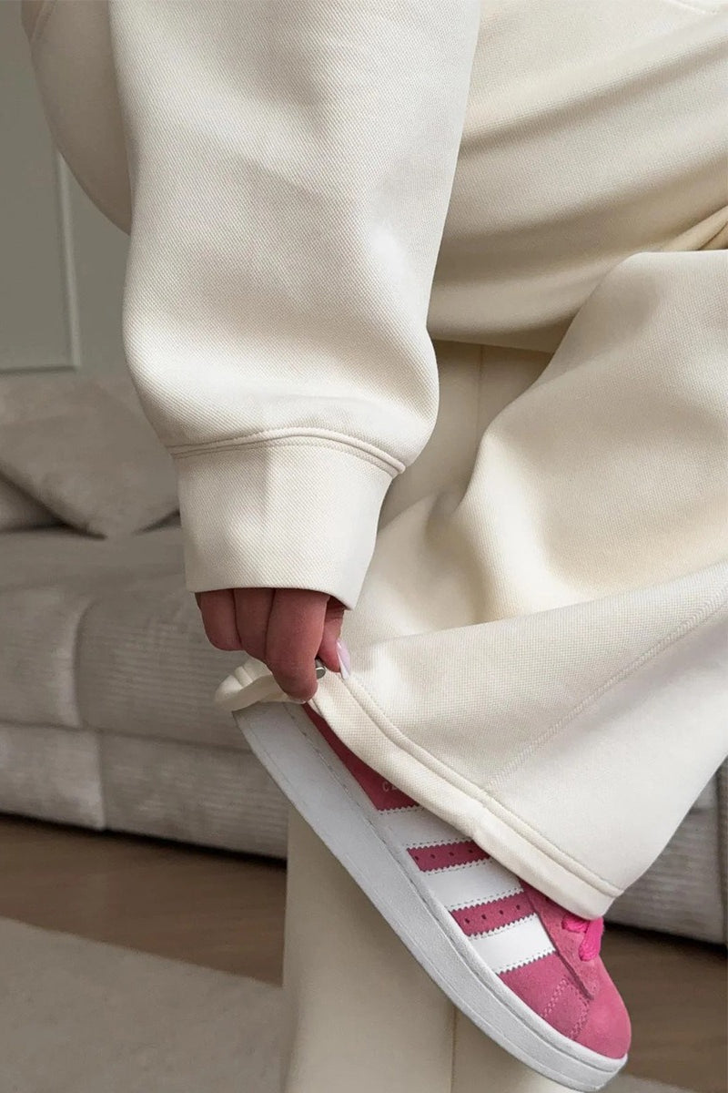 Zipper Hoodie Long Sleeve Wide Leg Pants Two Piece Set