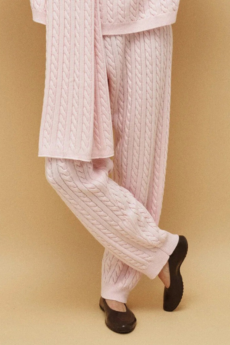 Solid Cable Knit Cozy Cuffed Ankle Pants