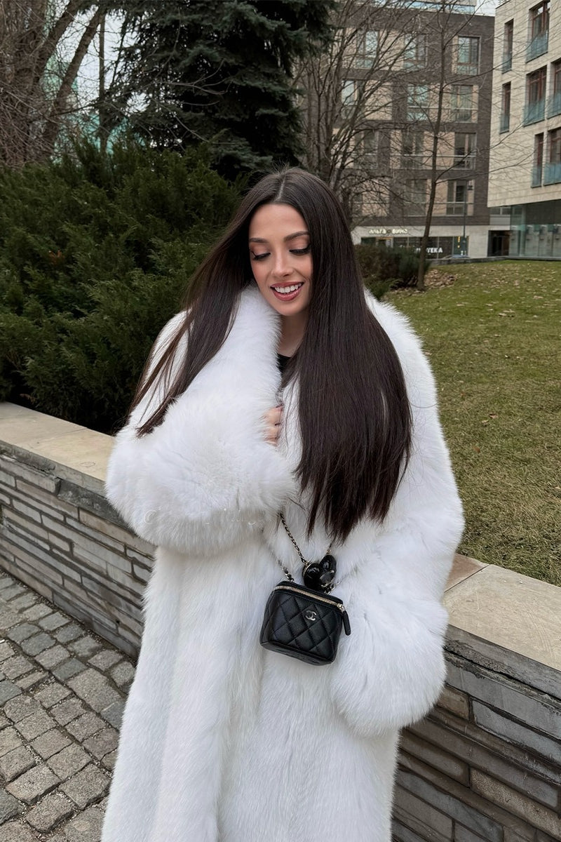 Kunstfuchsfell langer ökologischer Pelzmantel