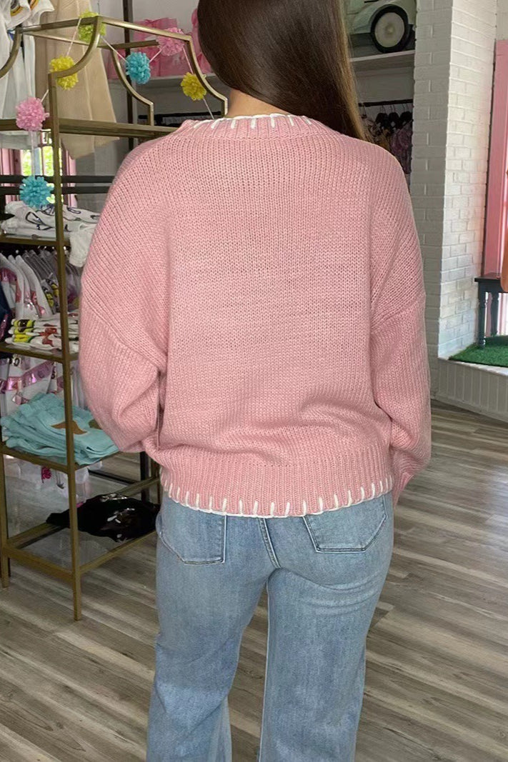 Pullover mit Schleifen-Jacquardstrick