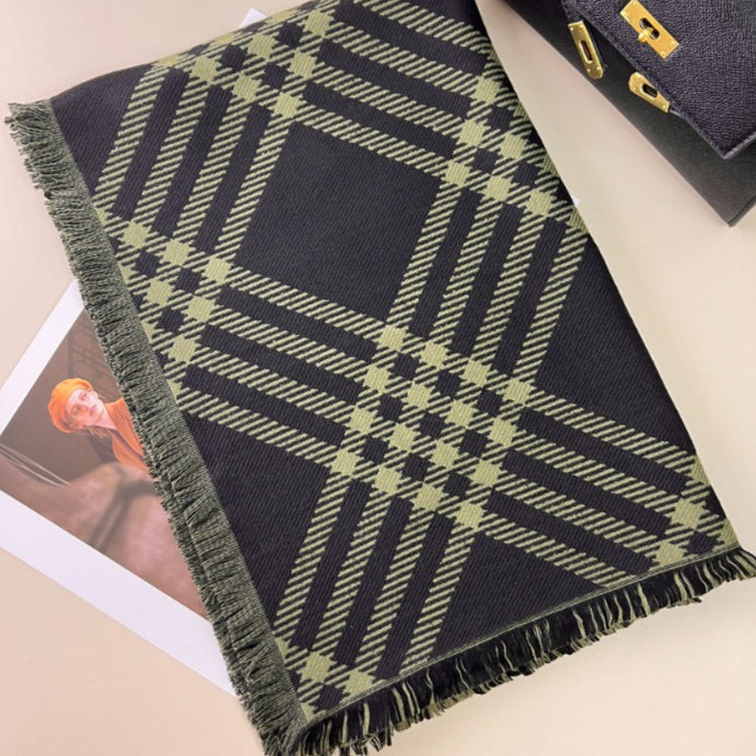 Classic Checkered Wool Blend Scarf