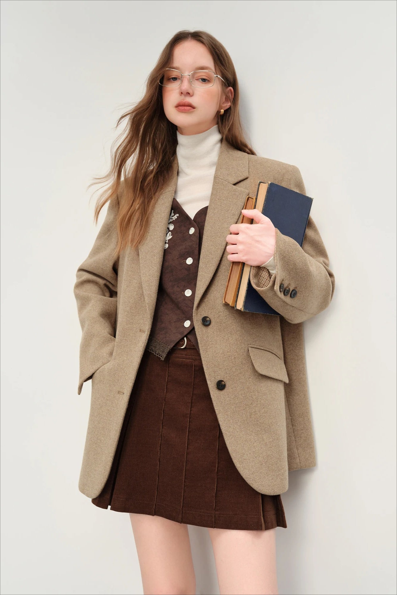 Retro kostkovaný krátký sako sako