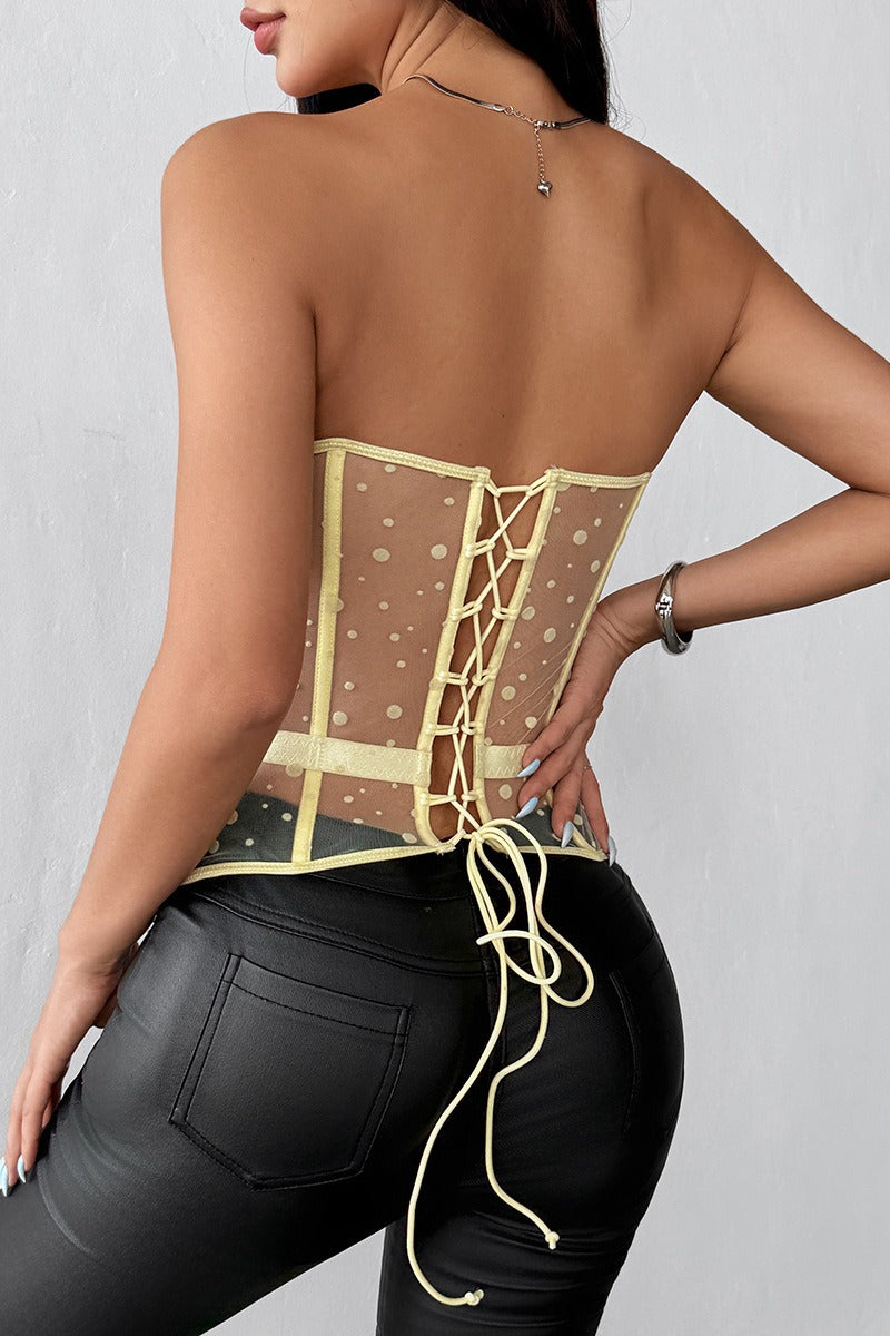 Korzet bez ramínek s puntíky