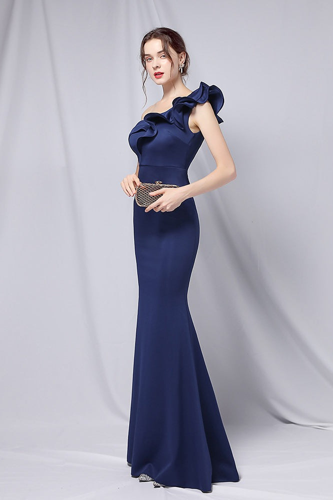 Abito lungo da festa a sirena con spalle scoperte