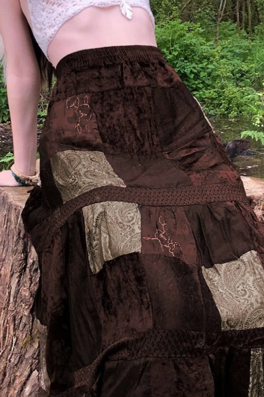 Gonna a trapezio in velluto stampato