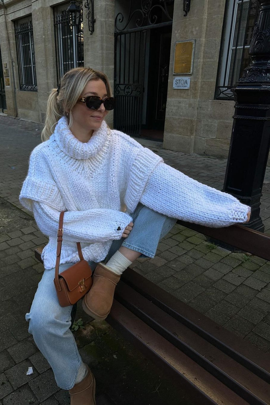 Solid Patchwork Chunky Fluffy Turtleneck Sweater