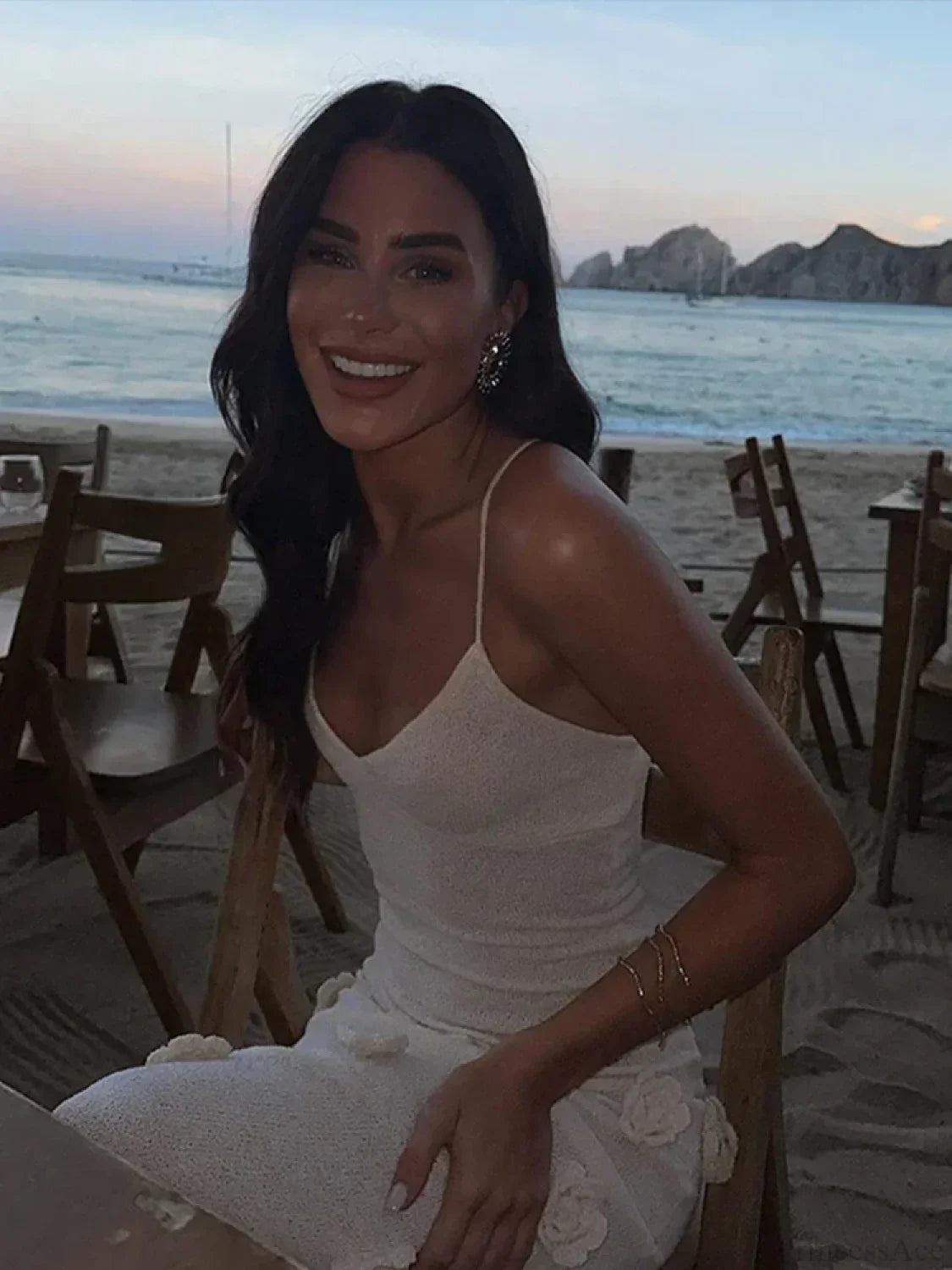 3D Flower V-neck Backless Lace-Up Maxi Floral Dress