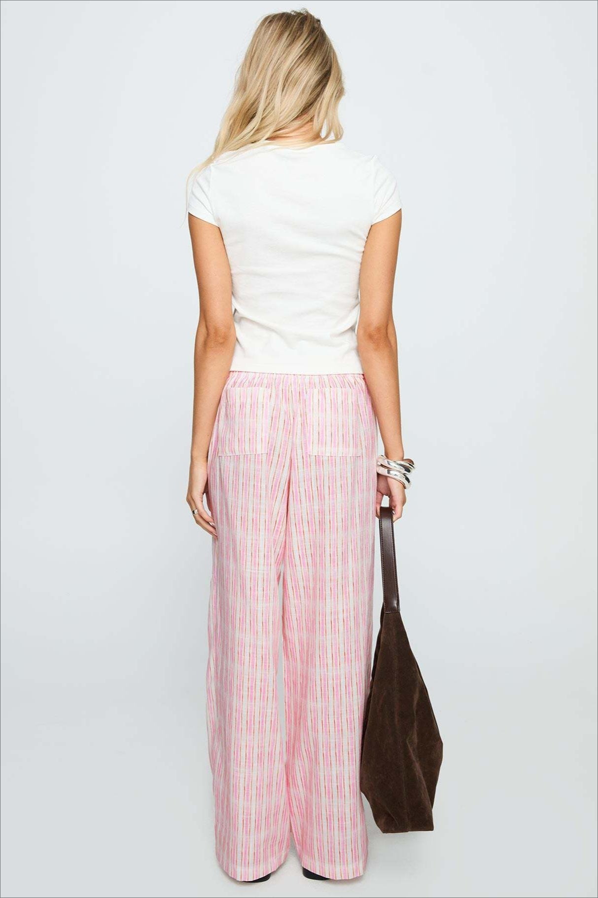Colorblock Striped Wide-Leg Relaxed Pants