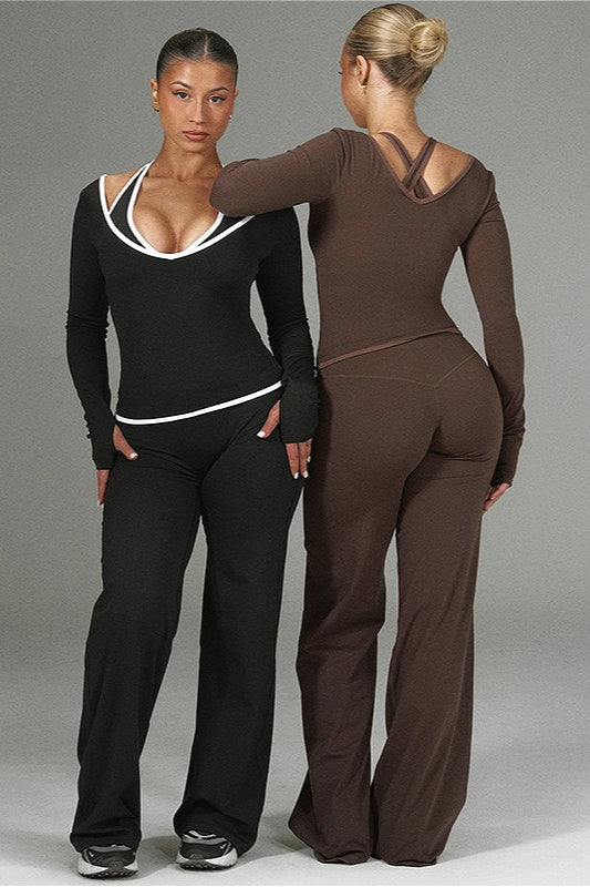 Farbblock Freizeit Schlank Dreiteiliges Set