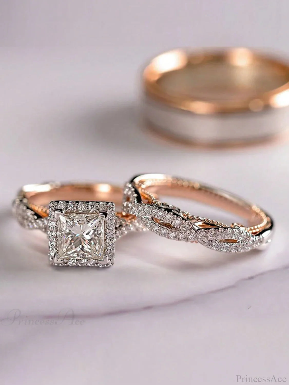 Ensemble de 3 bagues décoratives en zircone cubique