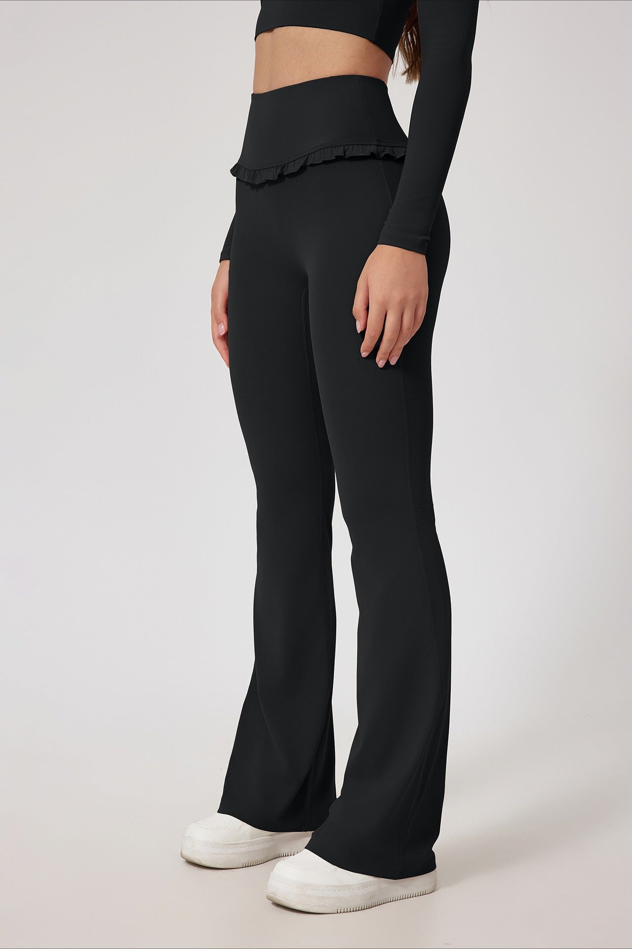 Leggings mit Spitzenbesatz, hoch geschnitten, zur Formung des Gesäßes für Yoga