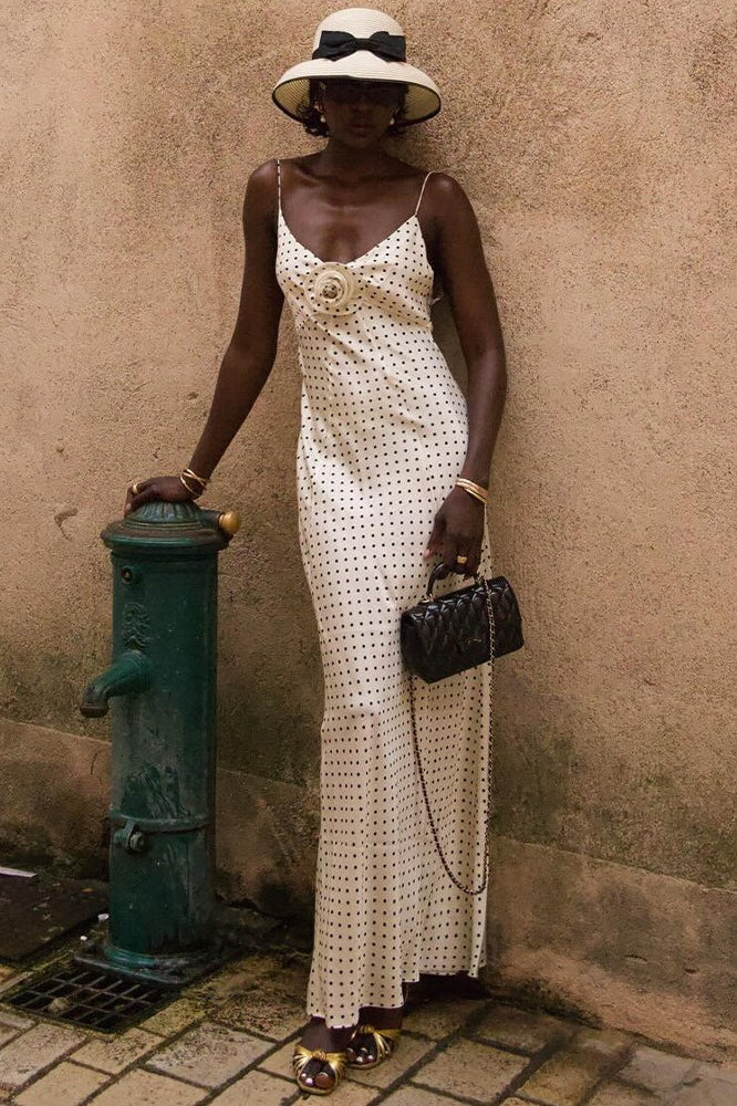 Bedrucktes, rückenfreies, figurbetontes Maxikleid mit Trägern