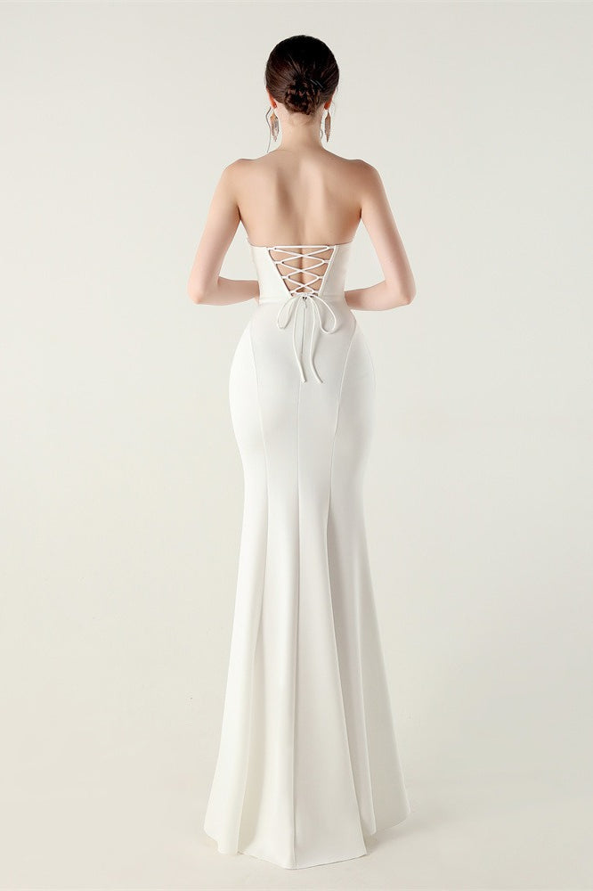 Vestido de fiesta plisado con escote corazón sin tirantes
