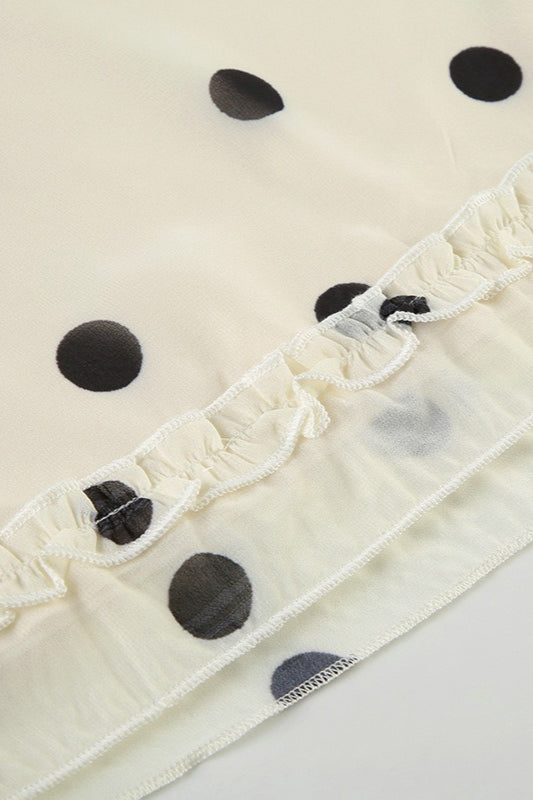 Sukně do áčka s volánky a puntíky midi délky