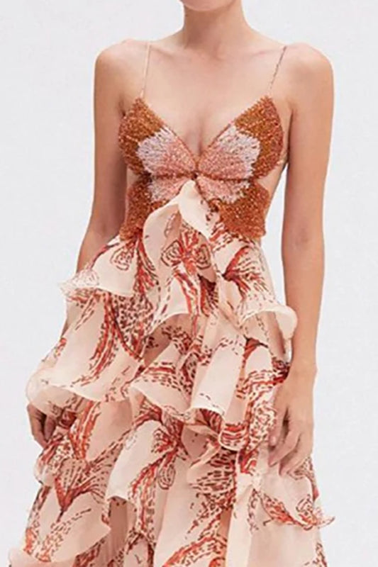 Vestido Boho Plissado Chic com Decote V